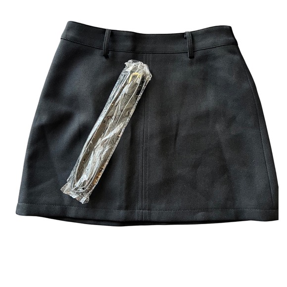 Commense Essential Black‎ Mini Skirt with Belt Office Work A-Line Skater Skirt - Picture 3 of 6
